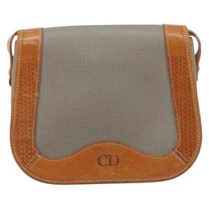 Christian Dior Cd Shoulder Bag Canvas And Leather Gray Canvas Shoulder Bag Bag